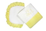 Dwuczęściowy polarowy komplet do wózka z Haftem BANANOWY MIŚ
