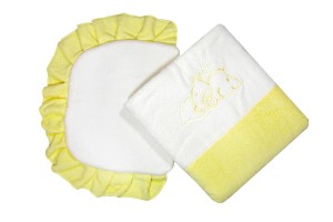 Dwuczęściowy polarowy komplet do wózka z Haftem BANANOWY MIŚ