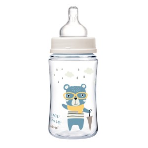 CANPOL BABIES Butelka szeroka antykolkowa 240ml PP Easy Start BONJOUR PARIS Niebieska