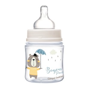 CANPOL BABIES Butelka szeroka antykolkowa 120ml PP Easy Start BONJOUR PARIS Niebieska