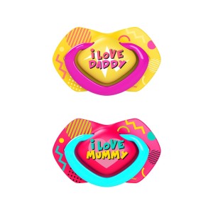 CANPOL BABIES Zestaw smoczków uspokajających silikon 18+m symetryczny NEON LOVE